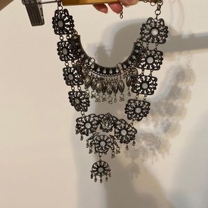 Silver bohemian statement necklace